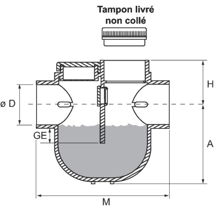 Siphon de parcours PVC gris vertical - Mâle / femelle - Ø 100 mm - Nicoll-1