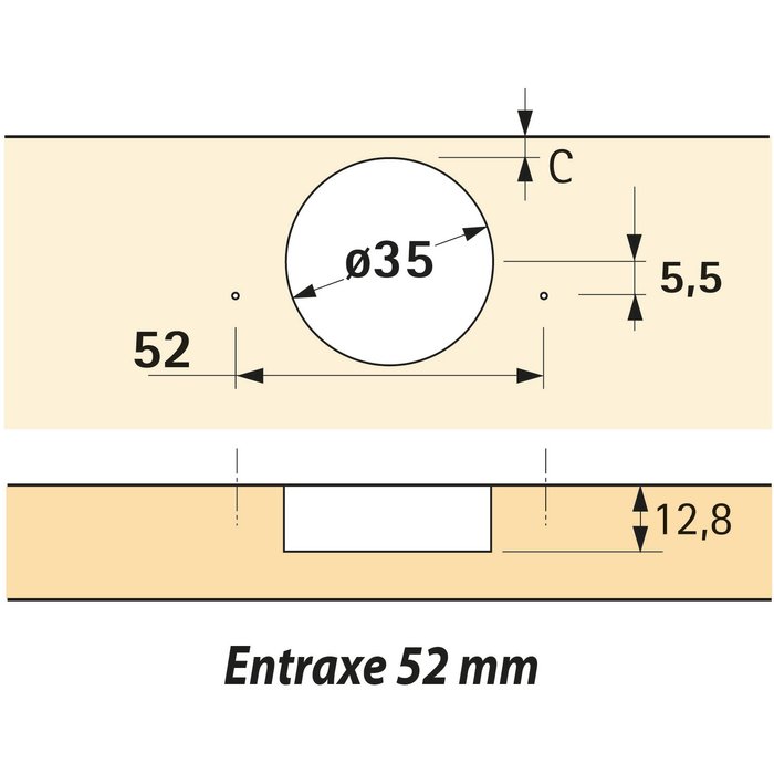 Boîtier à visser angle d'ouverture 110° pour porte sans poignée-1