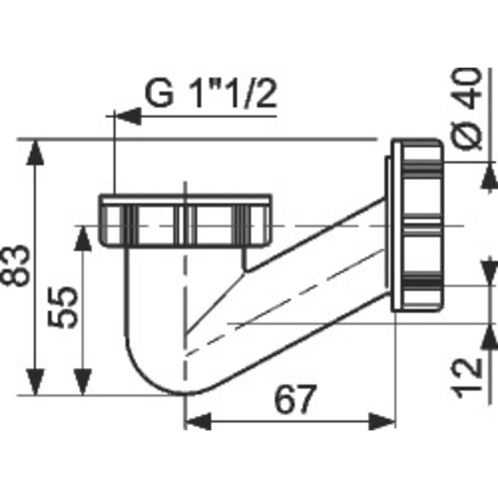 Siphon de baignoire en V - 1"1/2 - Ø 40 mm - Wirquin Pro-1