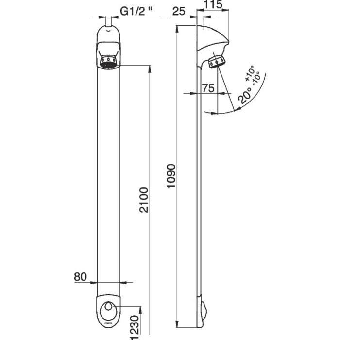 Panneau de douche en applique avec robinet d'arrêt droit 1/2" - DL 400 SE - Presto-1