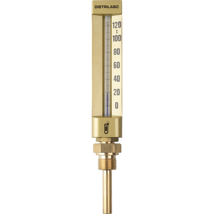 Thermomètre droit boîtier aluminium pour chauffage - 63 mm - Distrilabo