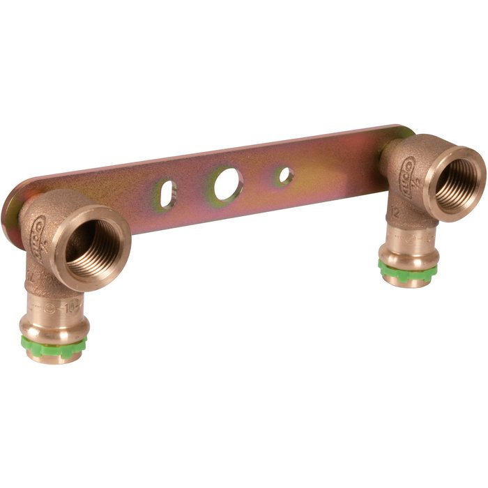 Applique laiton double avec support droit à sertir - F 1/2" - Ø 15 mm - Aalberts Integrated Piping Systems