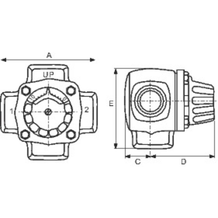 Vanne mélangeuse à secteur - 3 voies - Fonte - Femelle / Femelle-1