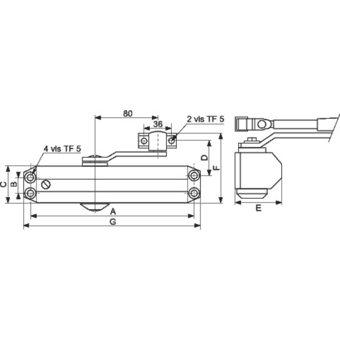 Ferme-porte GR010 - Bras compas - Argent-1