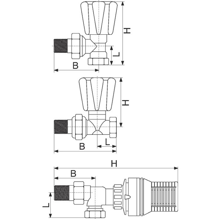 Robinet de radiateur droit à visser - F 1/2" - Simple réglage - RBM-1