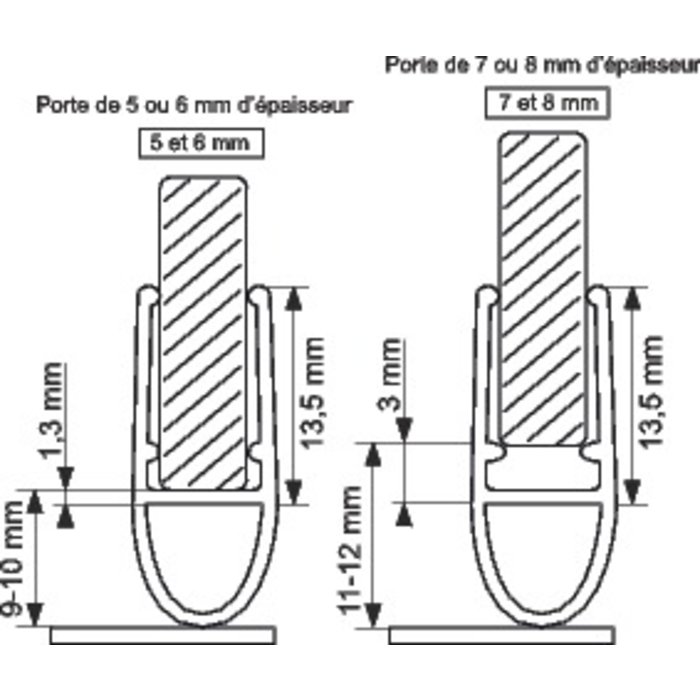 Baguette PVC joint tubulaire - Bas de porte de douche - 1 m - Geb-1