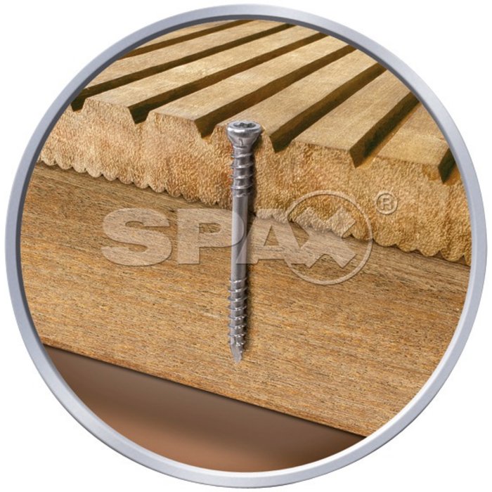 Vis terrasse - SPAX - Autoperceuse - Spécial caillebotis - Tête cylindrique - Inox A2-3