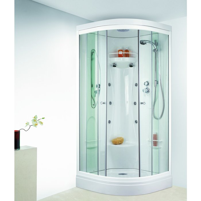 Cabine de douche quart de rond portes coulissantes transparentes - 90 x 90 cm - Odyssée - Leda-1