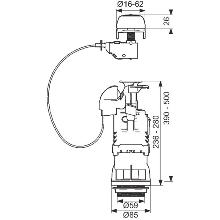 Soupape rénovation mécanisme WC Clip'Easy - Double débit - À câble-1