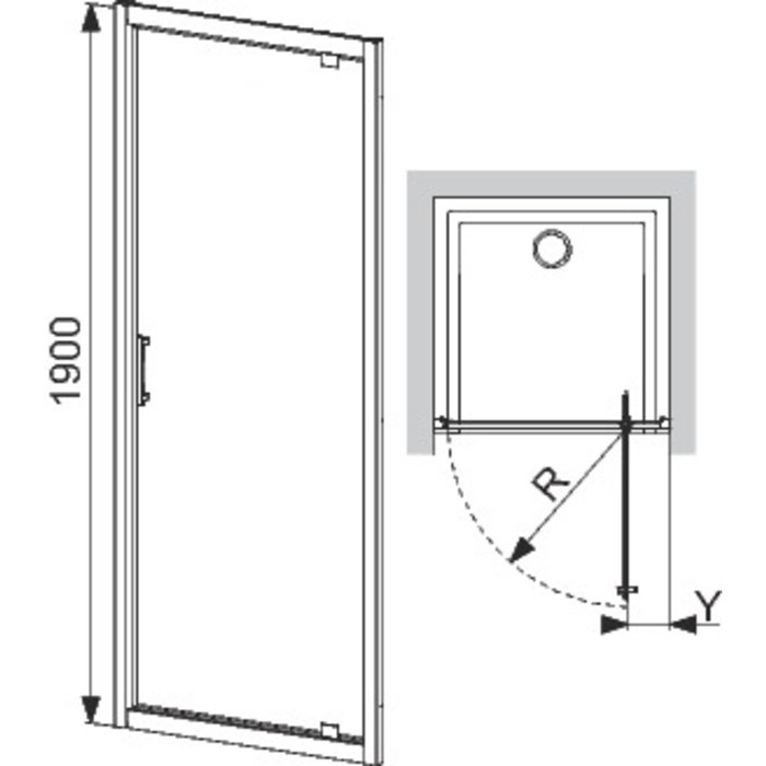 Porte pivotante TYXO - 970 à 1000 mm - Leda-1