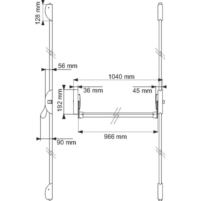 Serrure anti-panique - Exem - Cross Bar 3000 - 2 pts verticaux - 1 pt latéral - Noire-1