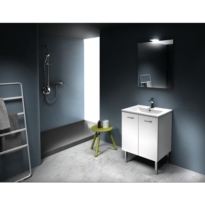 Meuble complet Eco avec plan céramique, miroir et applique LED GB Group - 60 cm-1