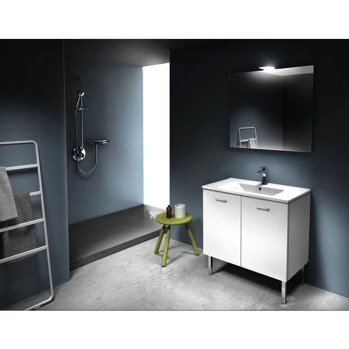 Meuble complet Eco avec plan céramique, miroir et applique LED GB Group - 80 cm-1