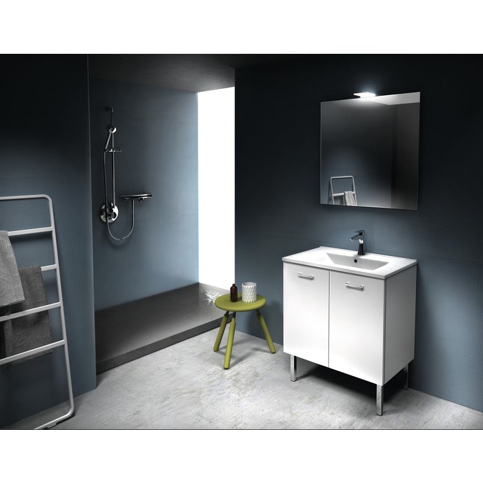 Meuble complet Eco avec plan céramique, miroir et applique LED GB Group - 70 cm-1