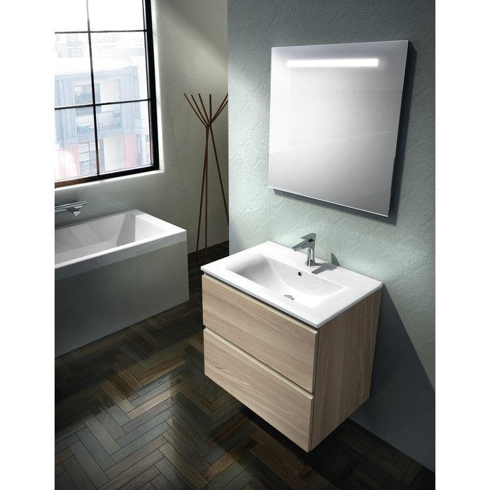 Meuble complet Europa avec plan céramique et miroir rétroéclairé GB Group - 70 cm Bois-1