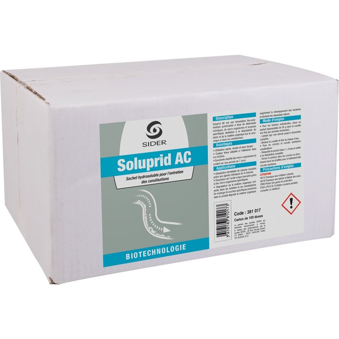 Détartrant biologique pour canalisation - 50 g - Soluprid AC - Carton de 100 doses-3