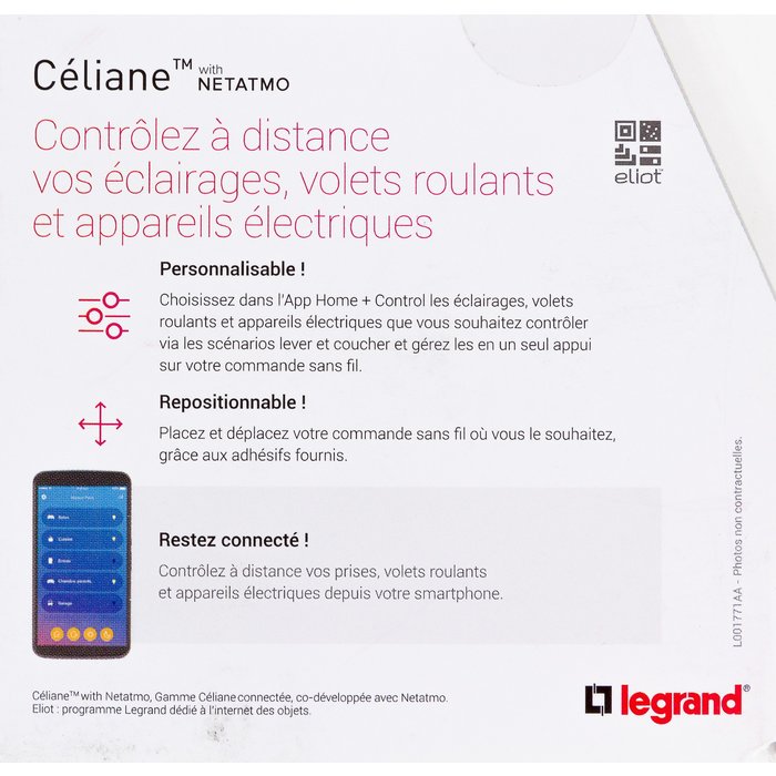 Commande sans fil lever et coucher pour installation connectée Céliane with Netatmo Legrand - Blanc-3