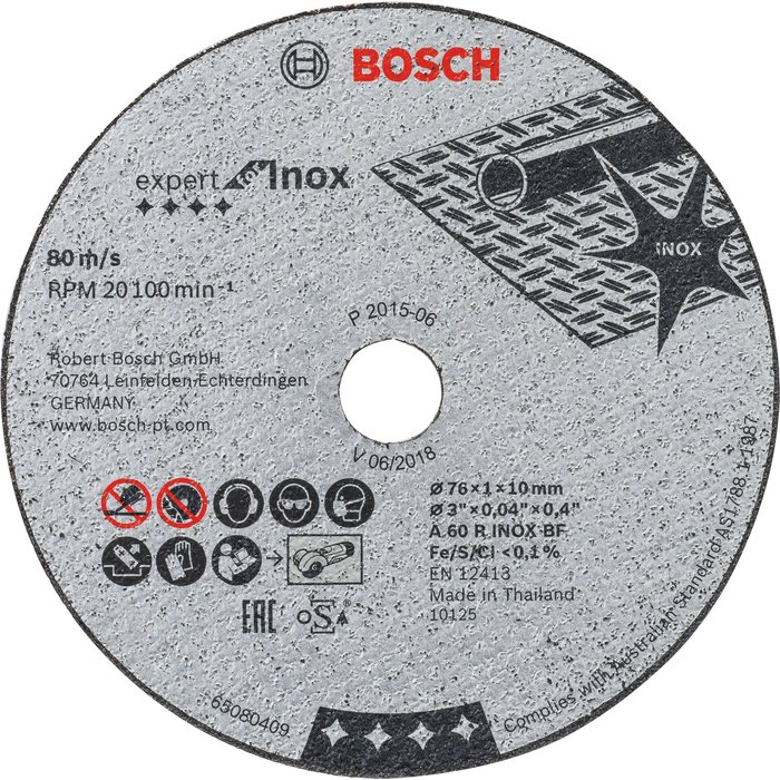 Disque à tronçonner - Bosch - Expert for Inox - Diamètre 76 mm - Moyeu plat - Boîte de 5