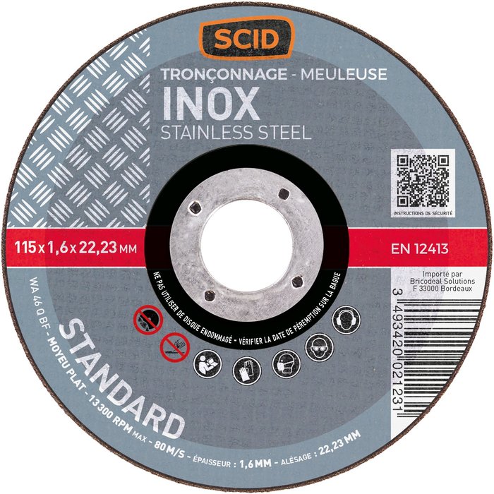 Disque à tronçonner - SCID - Diamètre 115 mm - Inox - Standard-1