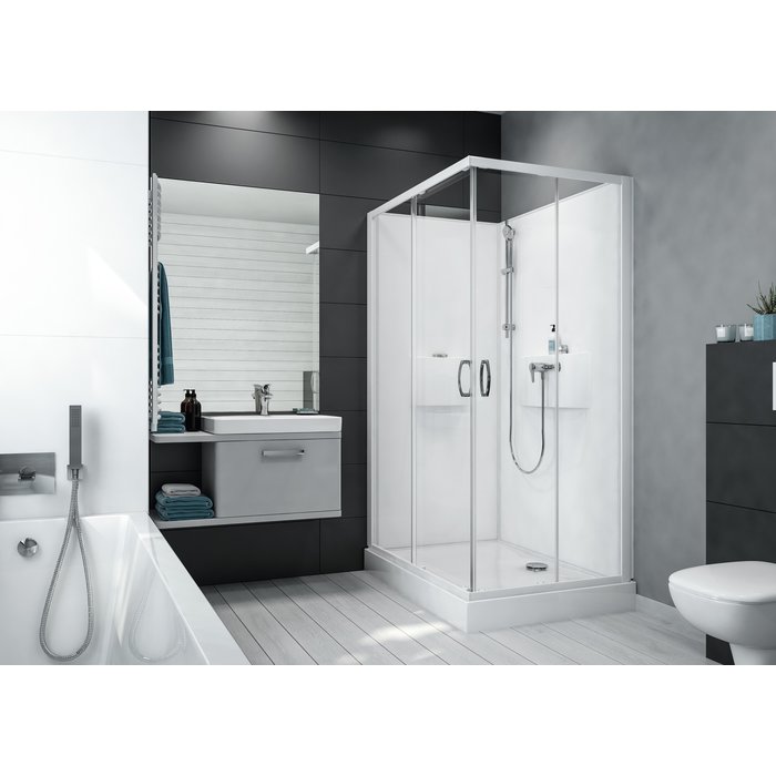 Cabine de douche Izi Box2 Leda - Rectangle - Porte coulissante - Verre transparent - 100 x 80 cm-1