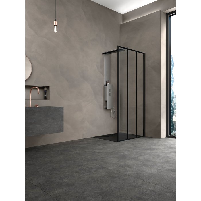 Paroi motif verrière Kinespace Factory Kinedo - Profilés aluminium noirs - Largeur 100 cm-1