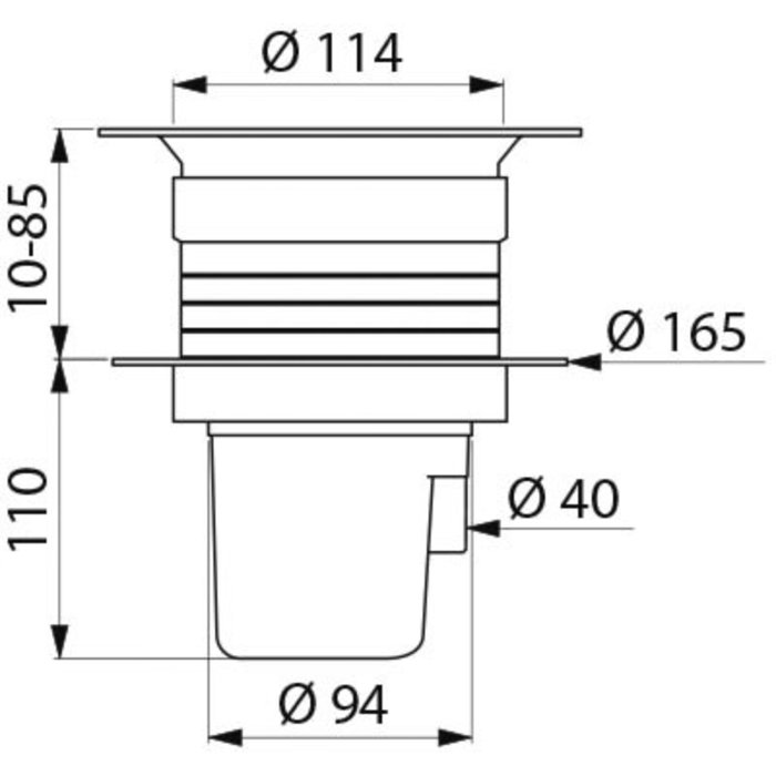 Siphon de sol à hauteur réglable Delabie - Diamètre 114 mm-1