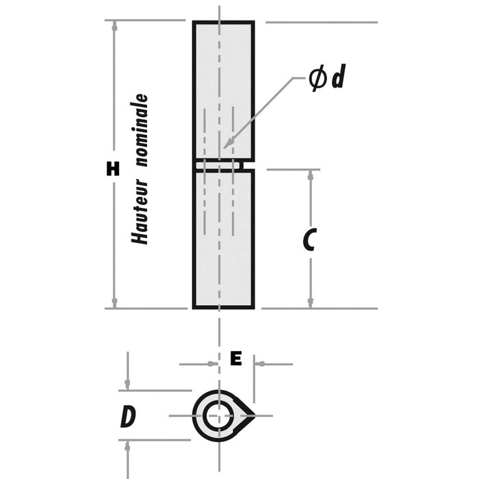 Paumelle à souder sans lame avec butée à bille Thirard - Hauteur 120 mm-1
