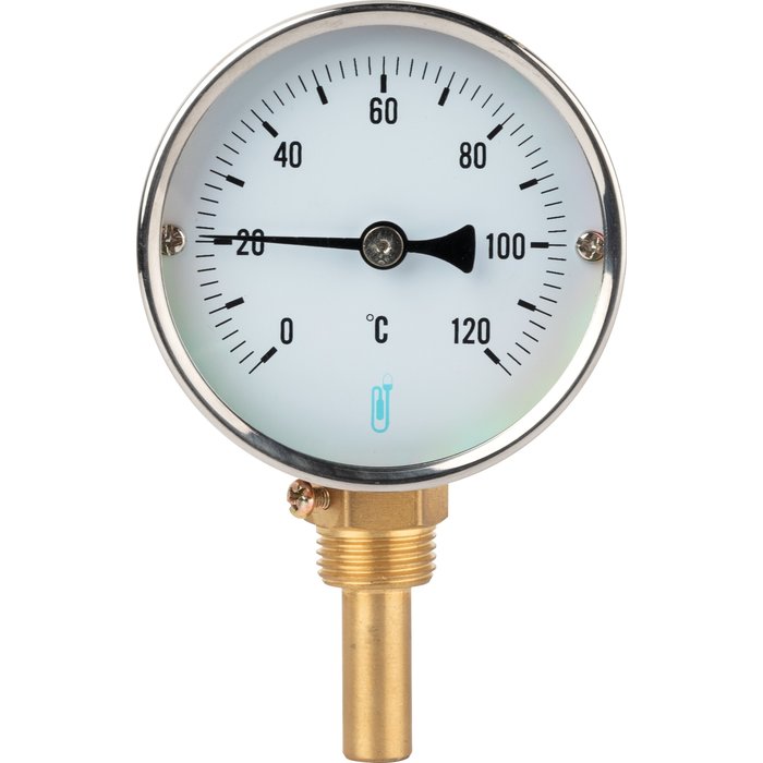 Chauffage De Poche Thermomètre Métal Eau Chaude - Cadran 63mm - 0-120°C - Filetage BSPT Thermomètre D'eau Chaude Industriel