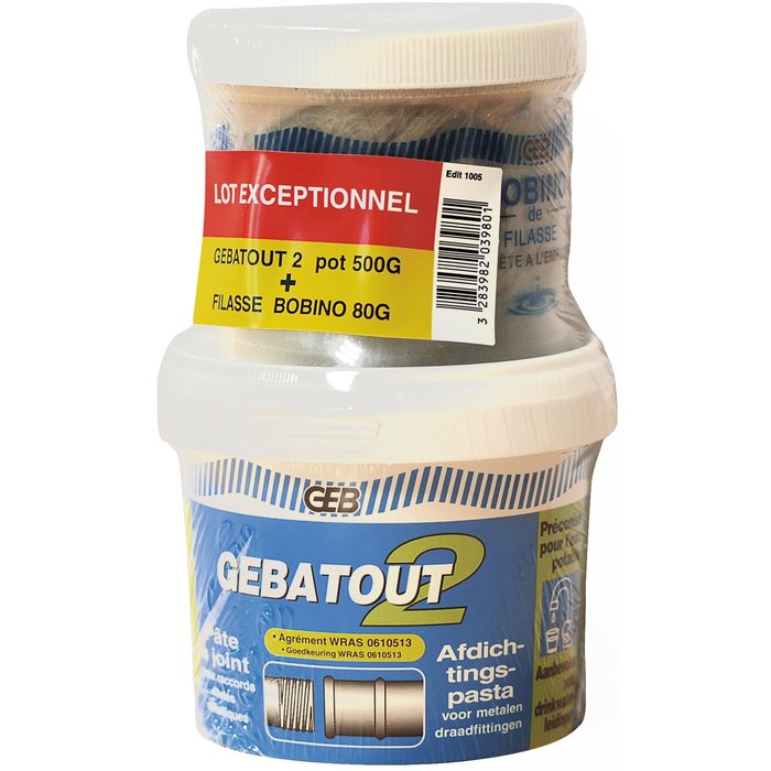Lot de 1 Pot de Pâte d'étanchéité Gebatout 2 + filasse de lin-1