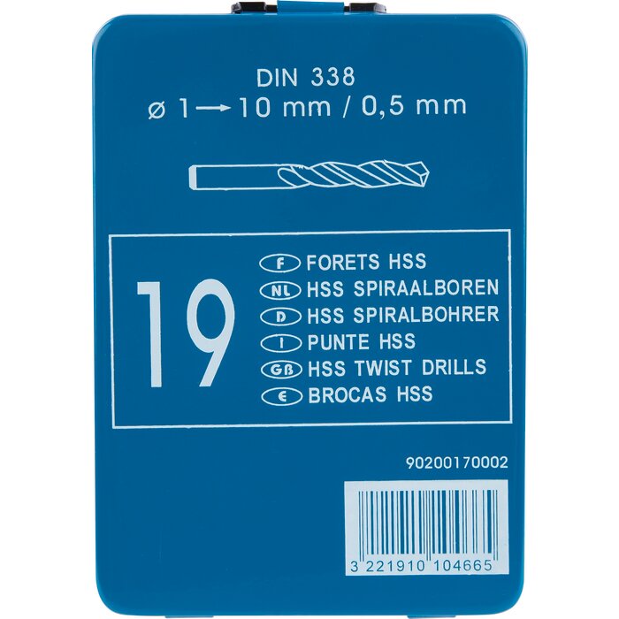Coffret métal HSS Tivoly - 19 forets - Diamètre 1 à 10 mm-5