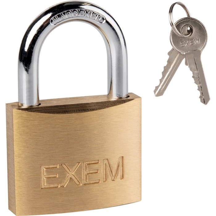 Cadenas laiton gainé PVC à clés - Exem - Largeur 30 mm - Noir-2