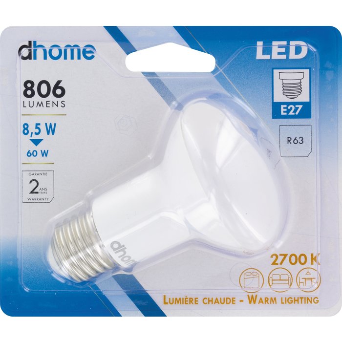 Ampoule LED réflecteur - R63 - Dhome - E27 - 8,5 W - 806 lm - 2700 K-2