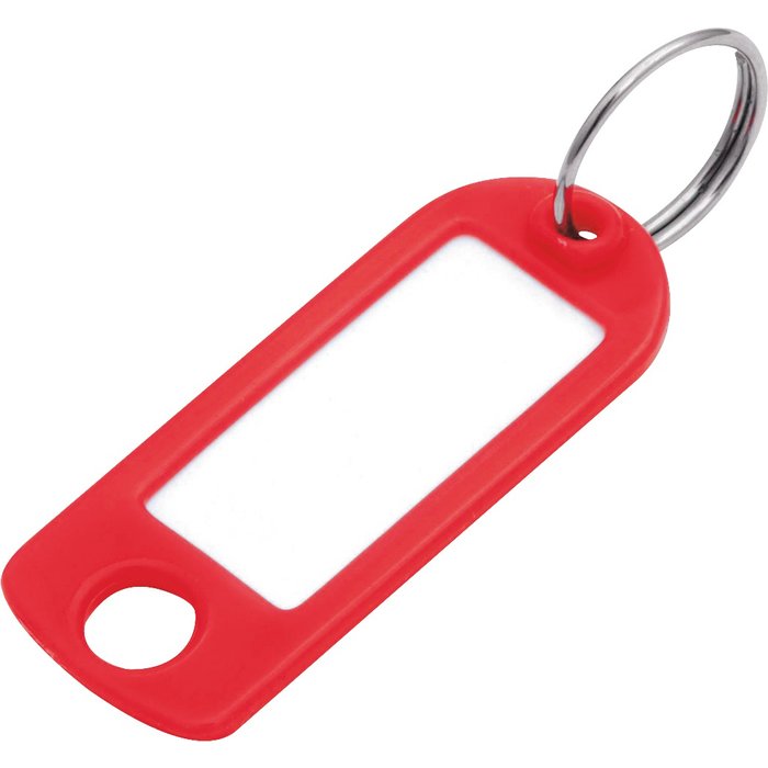 Porte-clés étiquette avec fenêtre - Plastique - Vendu par 100 - Rouge
