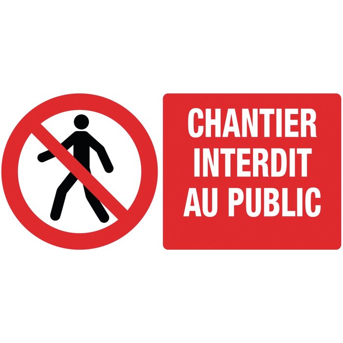 Panneau de signalisation rectangulaire - Chantier interdit au public - Vinmer-1