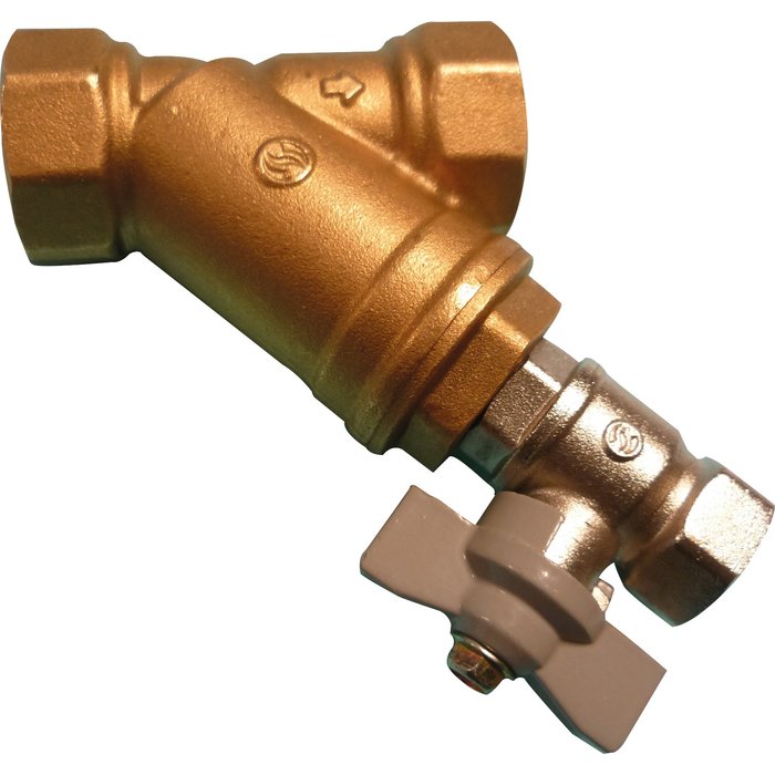 Filtre à tamis laiton avec robinet de rincage - Femelle-femelle-1