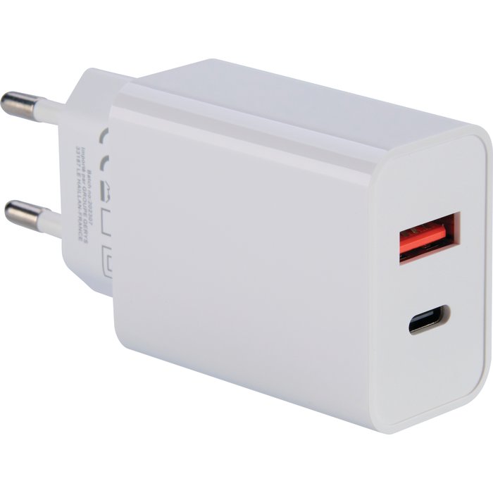 Chargeur secteur USB-C + USB-A - Dhome - 20 W-1
