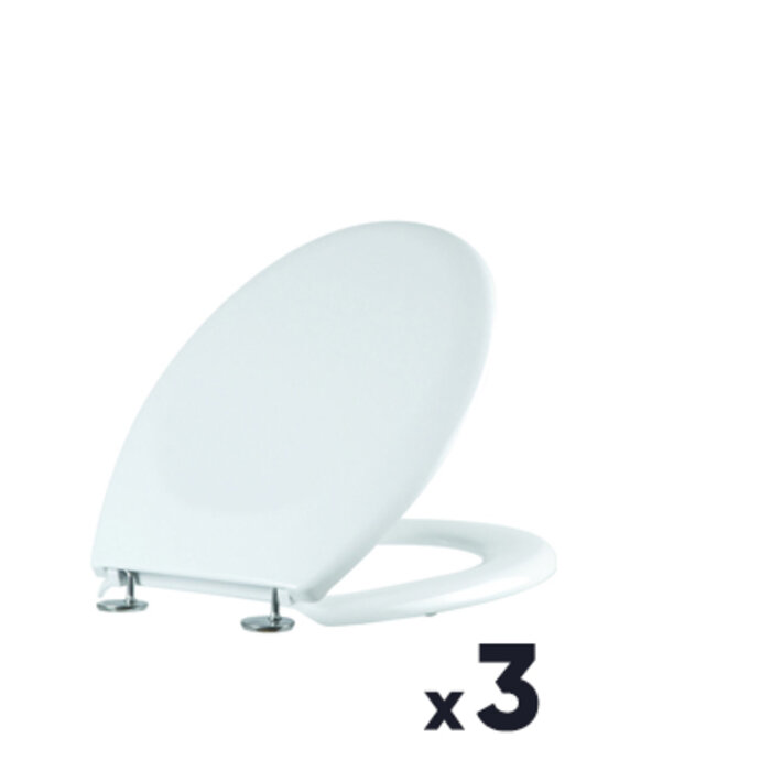 Lot de 3 abattants WC Terra 300 - SIDER - Double - Entraxe 14 - 19 cm