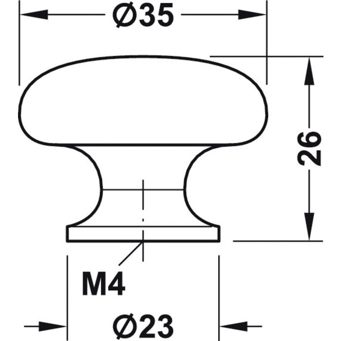 Bouton plat aspect inox - Häfele - 35 mm-1
