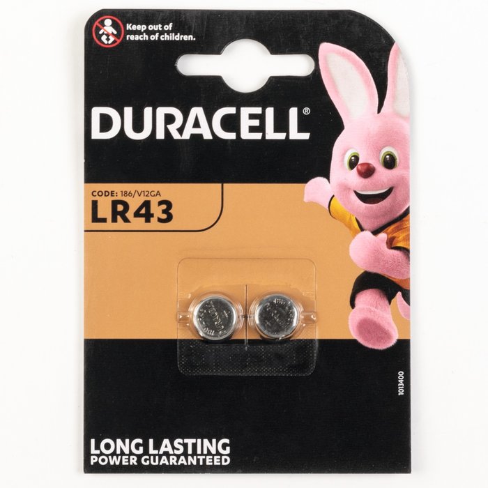 Piles LR43 Duracell - 1,5 V - Alcaline - Blister de 2-2