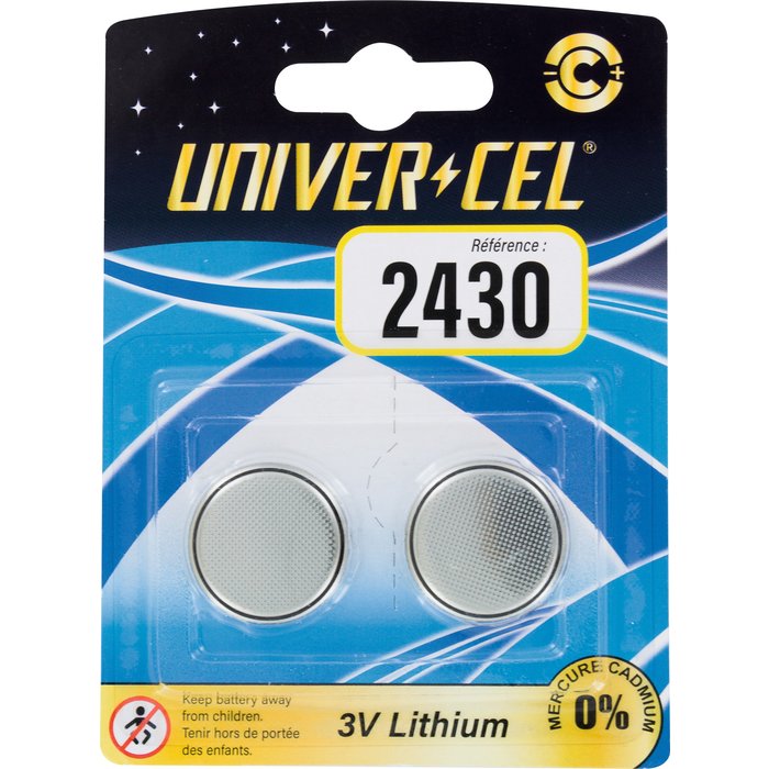 Pile bouton Lithium Univercel - CR2430 - 3 V - Vendue par 2-2