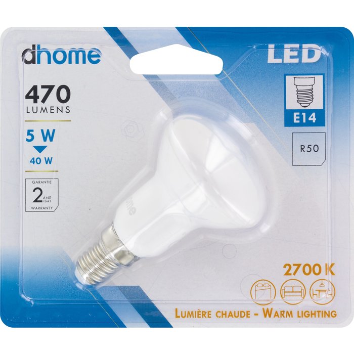 Ampoule LED réflecteur - R50 - Dhome - E14 - 470 lm - 5 W - 2700 K-2