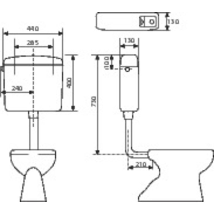Réservoir WC - REGI FLO - Regiplast - Double débit - Semi-bas-2