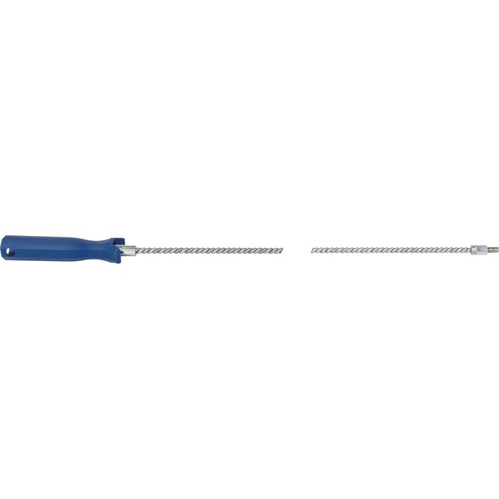 Canne de ramonage tige flexible avec manche - Acier torsadé - Gaine inox - 1 anneau + 1 embout - Filetage M8-1