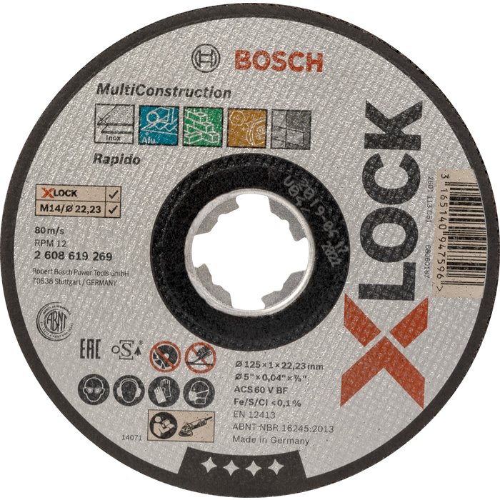 Disque à tronçonner - Bosch - X-LOCK - Diamètre 125 x 1 mm - Multiconstruction - Moyeu plat