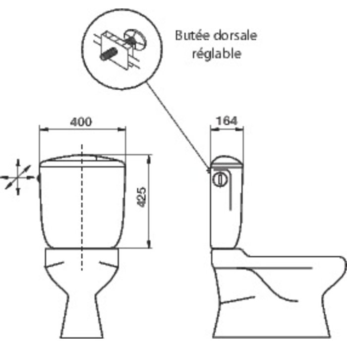 Réservoir WC - REGISTAR - Regiplast - Double débit - Bas-2