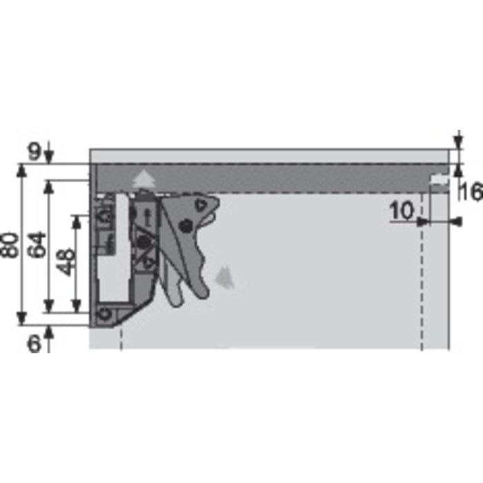 Clip de coulisse pour tiroir en bois - Quadro V6 - Hettich - Gauche-1
