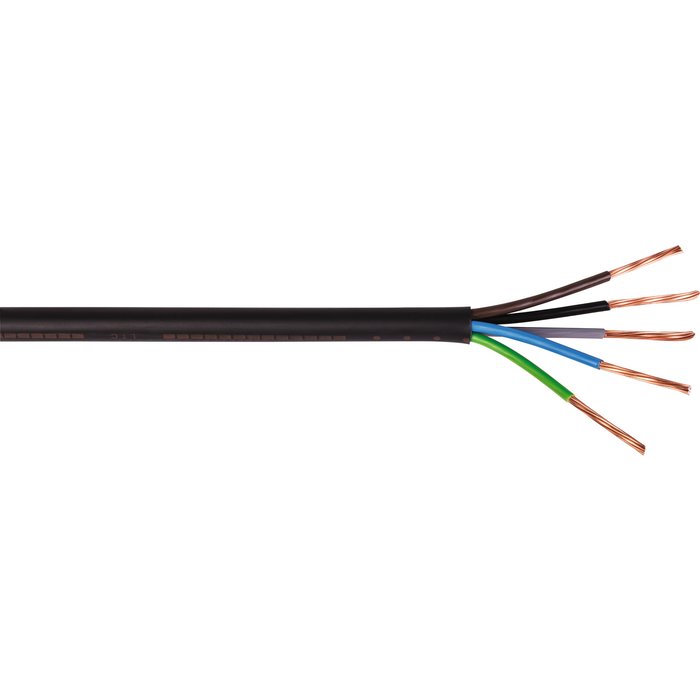 Câble rigide industriel U1000 R2V noir - 5G10 mm² - Au mètre - Lynelec