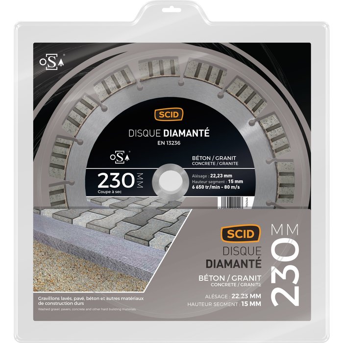 Disque diamanté béton granit professionnel longévité SCID - Diamètre 230 mm-2