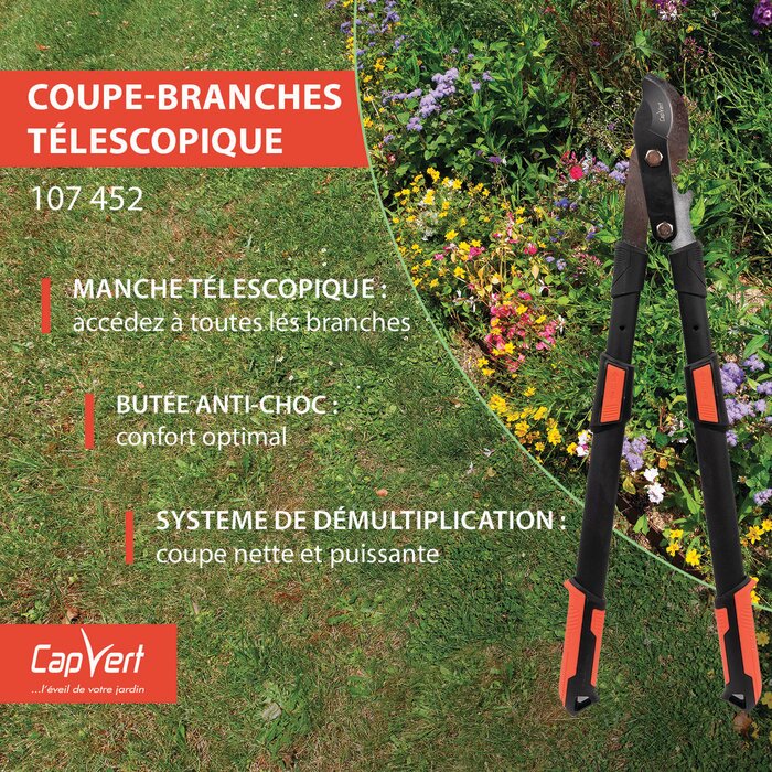 Coupe-branches - CAPVERT - Télescopique - A coupe franche démultiplié-18