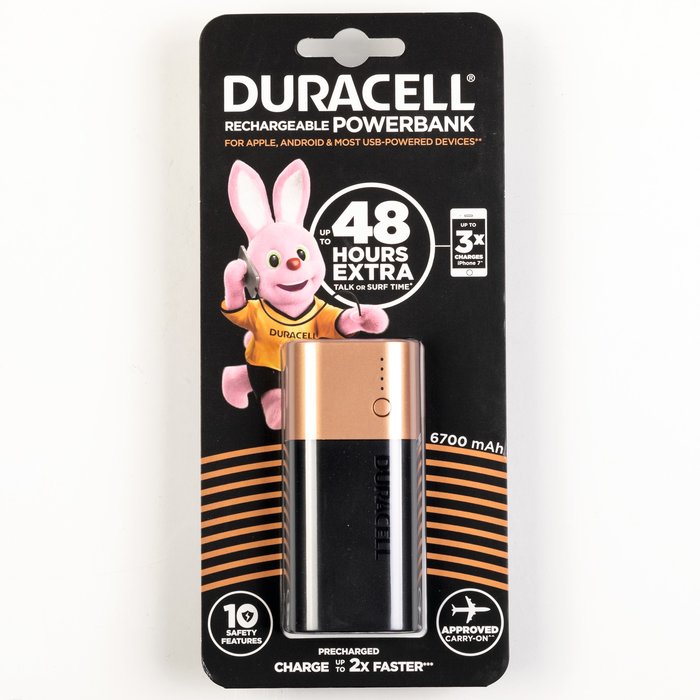 Batterie externe - Duracell - 6700 mAh - 10 modules de sécurité - Recharge facile et rapide - USB-4
